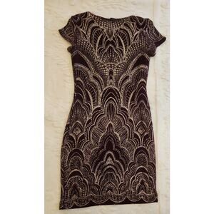 Y2K 90'S Baddie Red & Gold Glittery Bodycon Short Going Out Dress Size Small